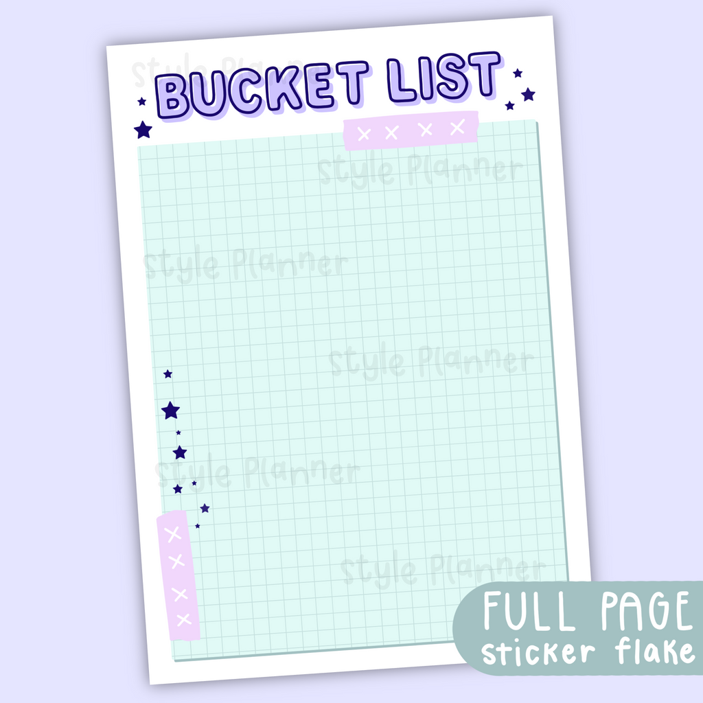 Bucket List Pastel Sticker Flake (Full Page Sticker)