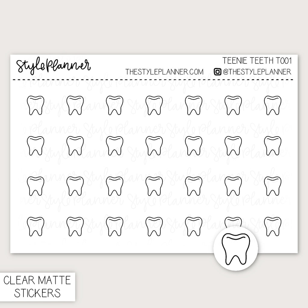 Teenie Teeth | Minimal Clear Matte Stickers