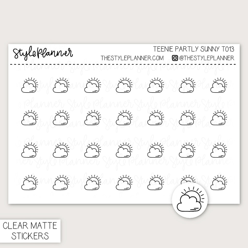 Teenie Partly Sunny Clouds | Minimal Clear Matte Stickers