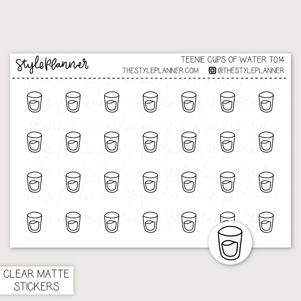 Teenie Cups of Water | Minimal Clear Matte Stickers