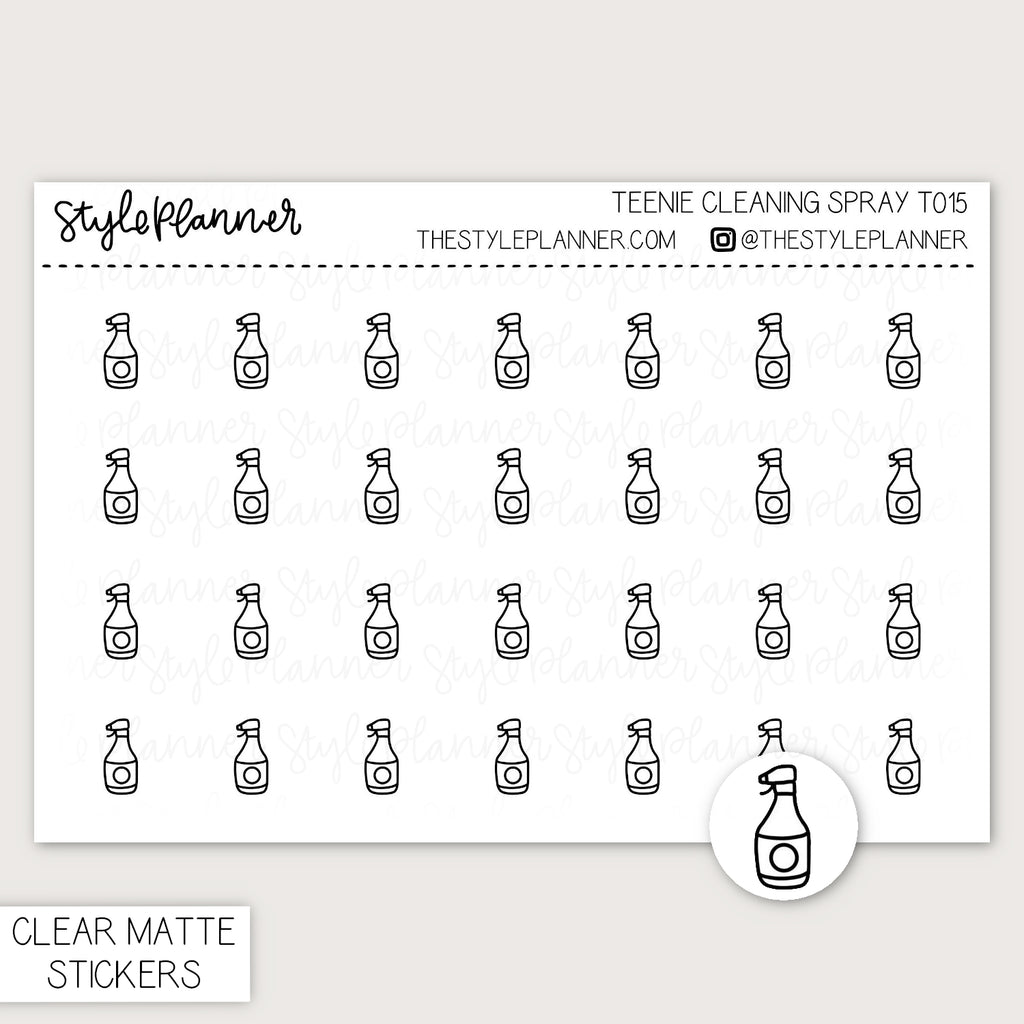Teenie Cleaning Bottles | Minimal Clear Matte Stickers