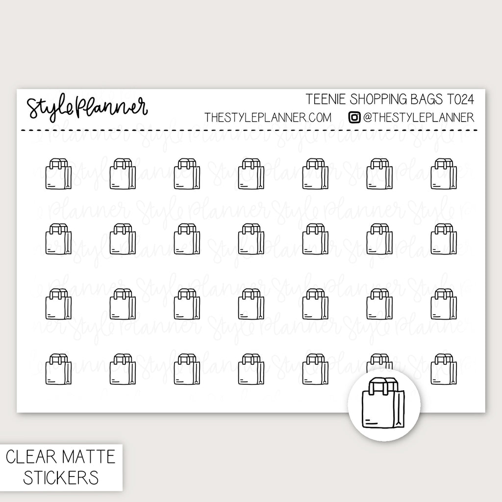 Teenie Shopping Bags | Minimal Clear Matte Stickers