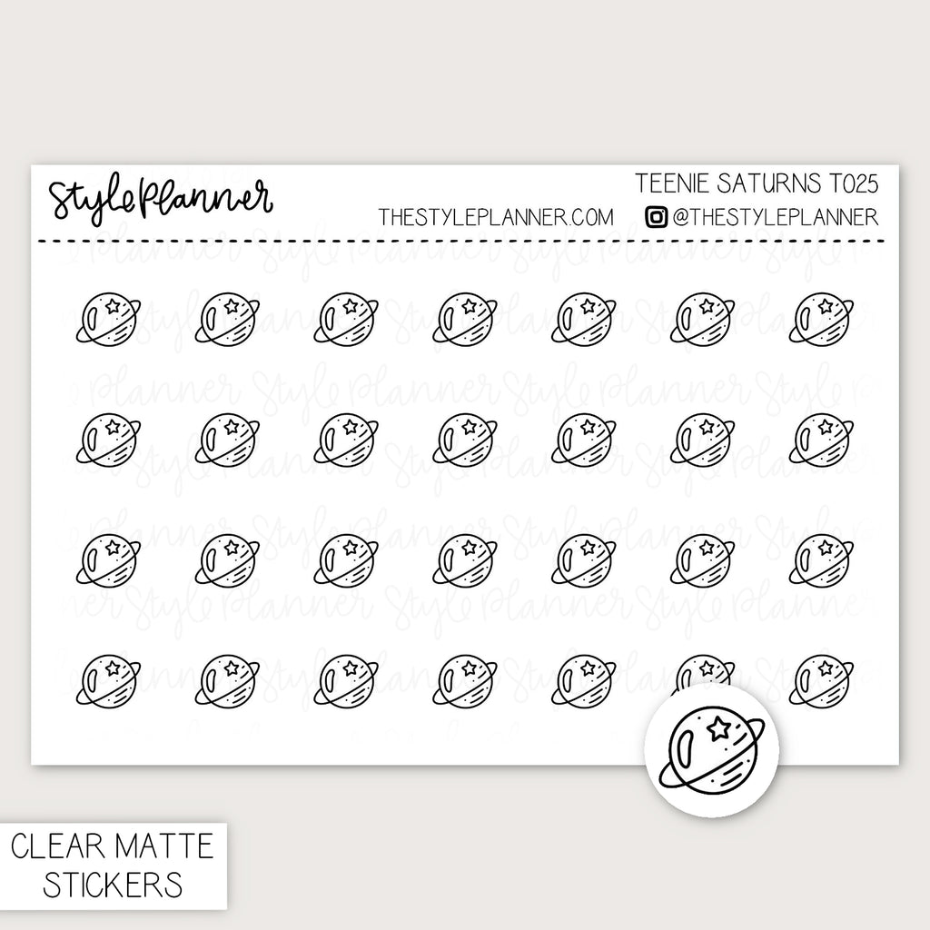 Teenie Saturns | Minimal Clear Matte Stickers