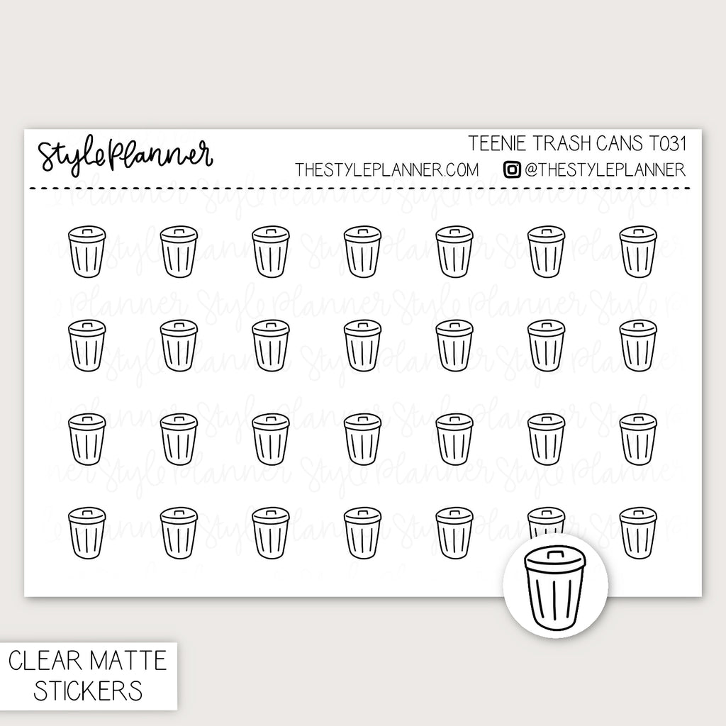 Teenie Trash Cans | Minimal Clear Matte Stickers