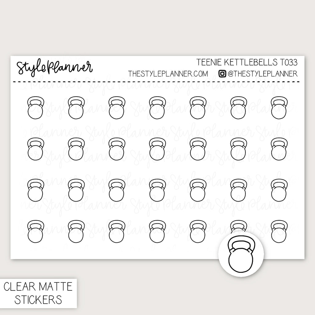 Teenie Kettlebells | Minimal Clear Matte Stickers