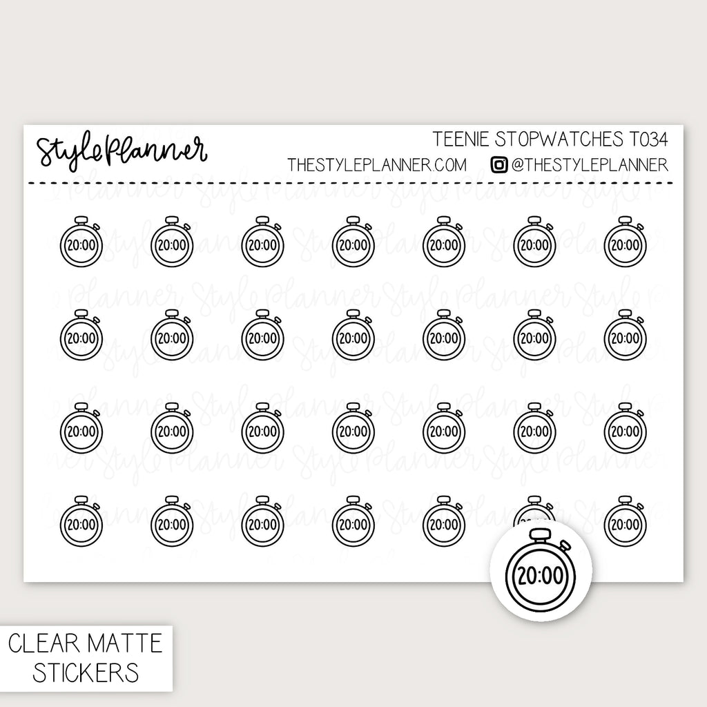 Teenie Stopwatches | Minimal Clear Matte Stickers