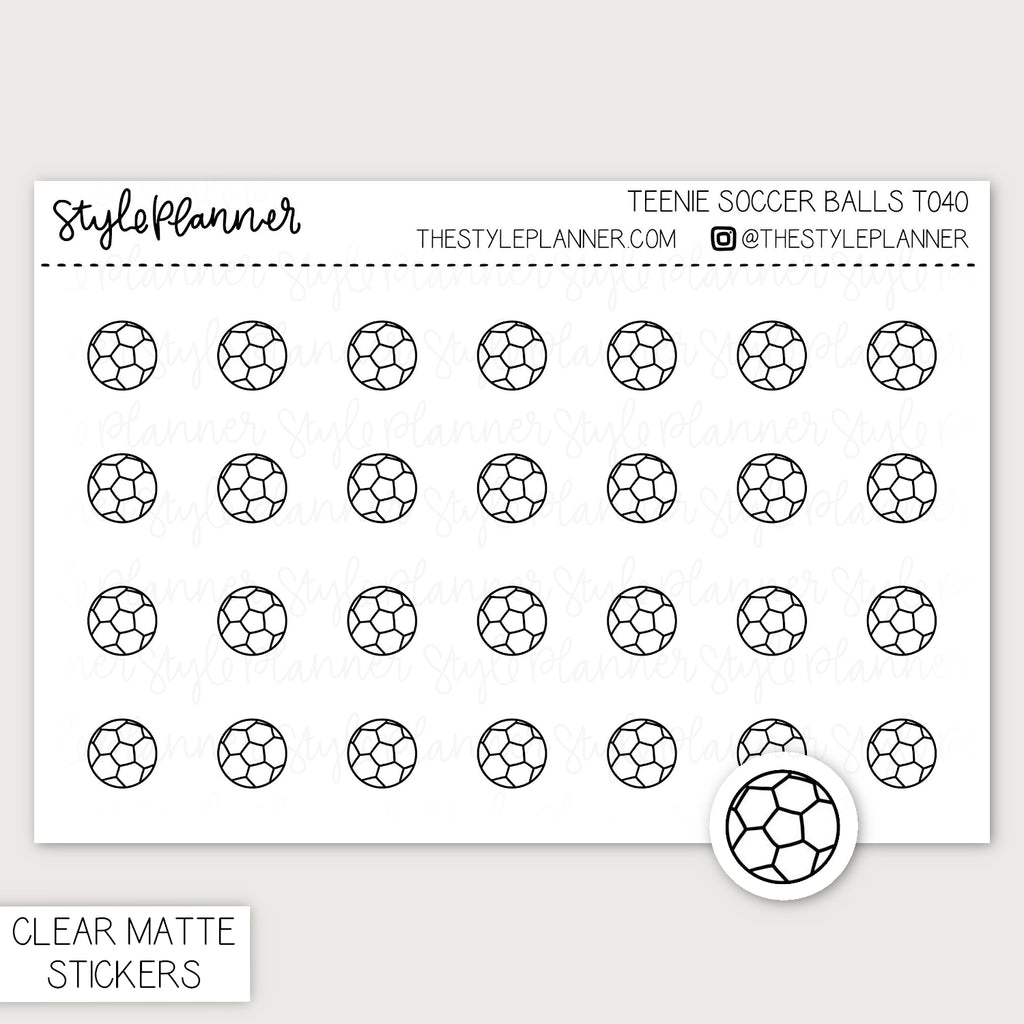Teenie Soccer Balls | Minimal Clear Matte Stickers