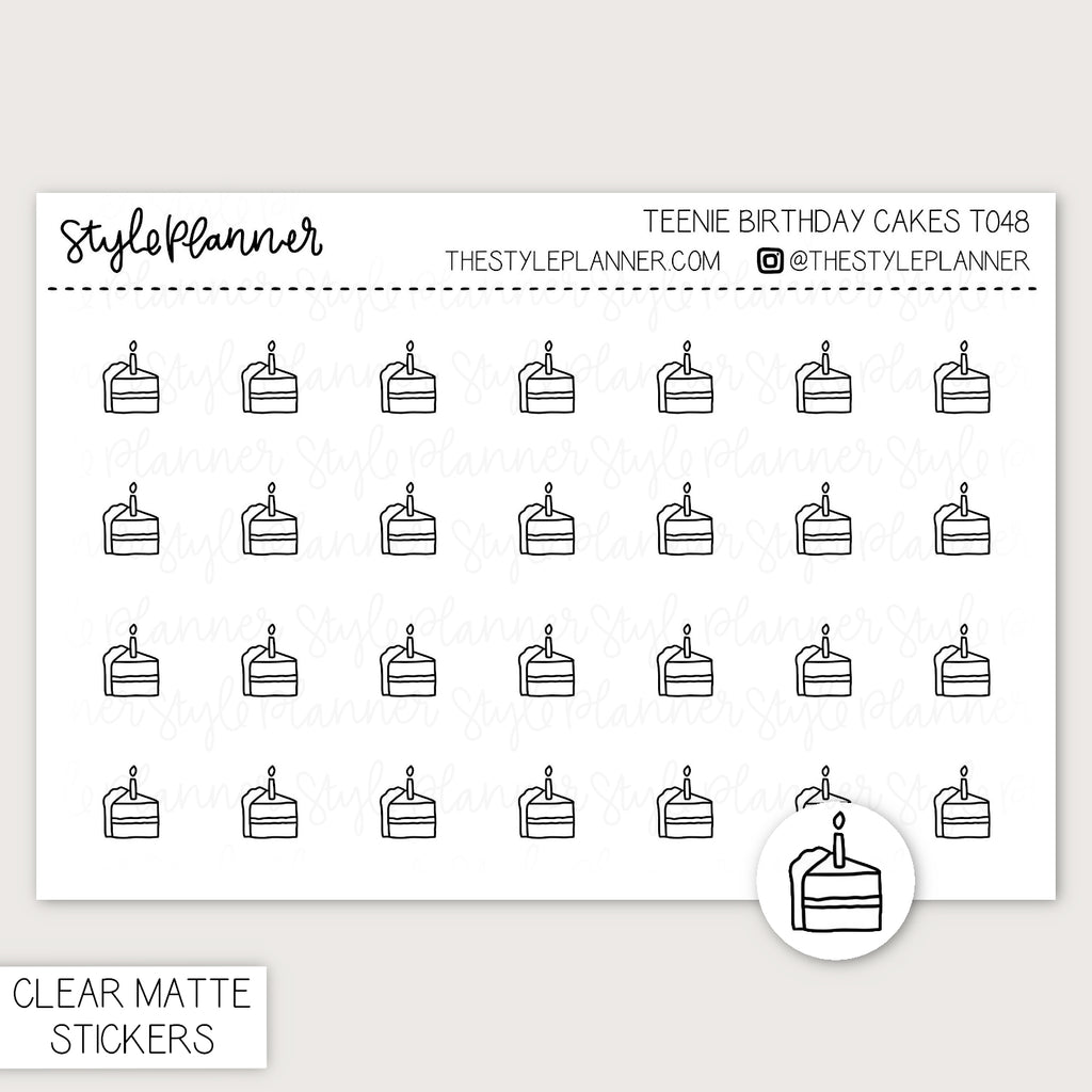 Teenie Birthday Cakes | Minimal Clear Matte Stickers