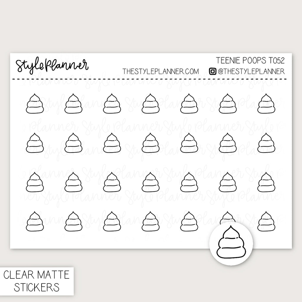 Teenie Poops | Minimal Clear Matte Stickers