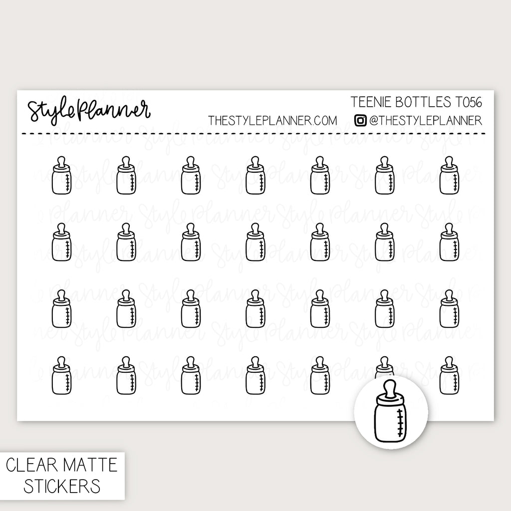 Teenie Bottles | Minimal Clear Matte Stickers