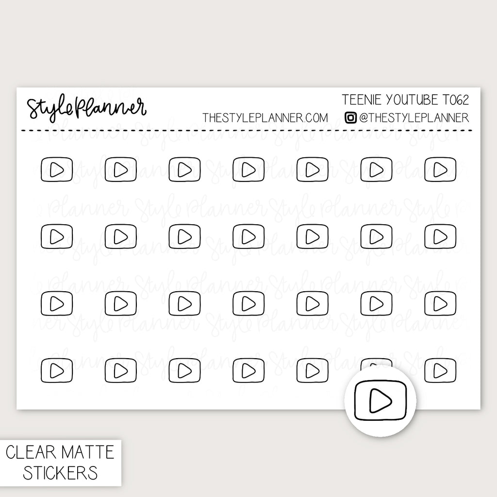 Teenie Youtube Icons | Minimal Clear Matte Stickers