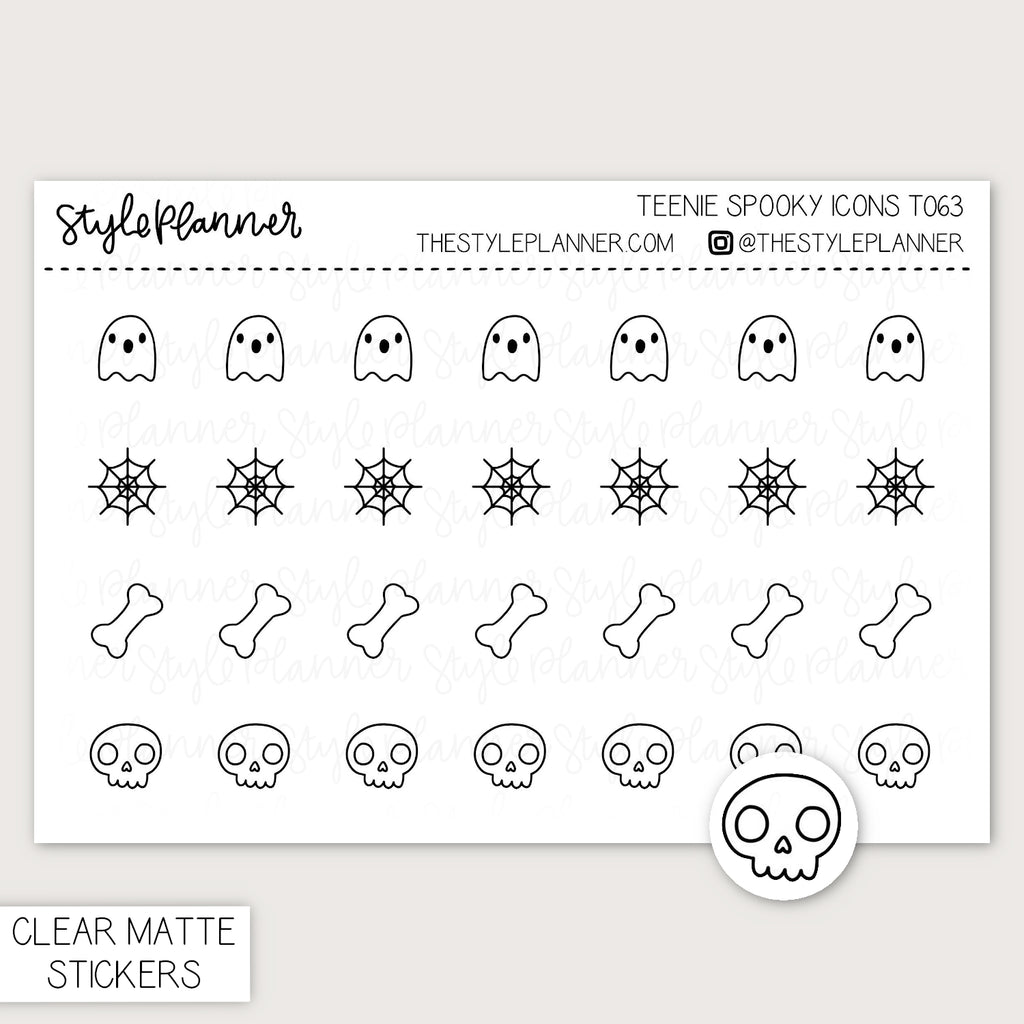 Teenie Spooky Icons | Minimal Clear Matte Stickers