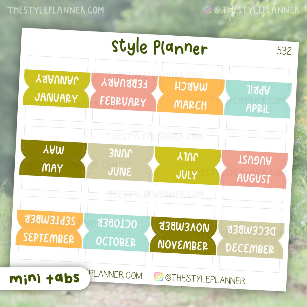 Cottage Mini Monthly Tabs | Stickers