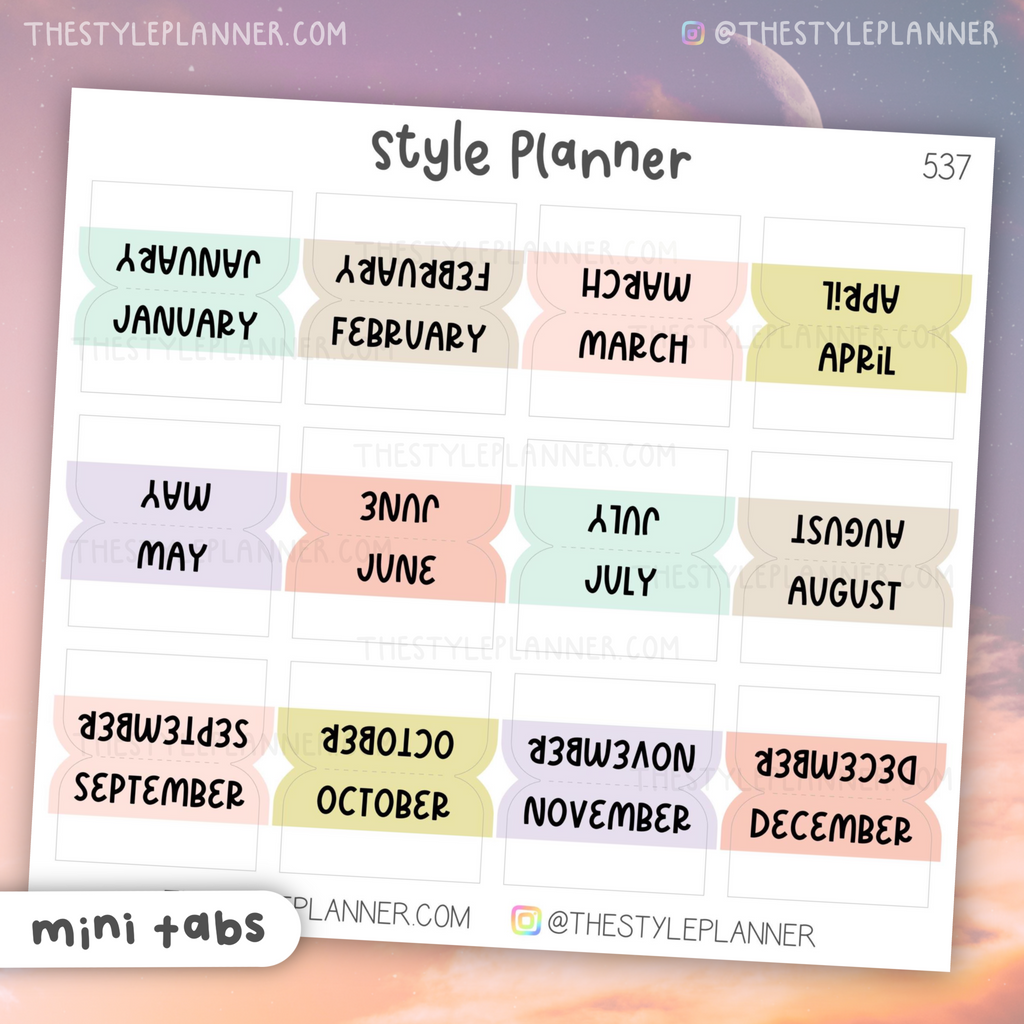 Soft Pastel Mini Monthly Tabs | Stickers