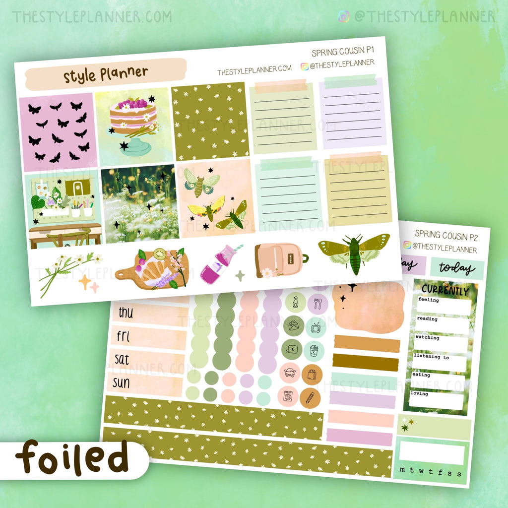 Spring Hobo Cousin Weekly Sticker Kit With Gold Foil