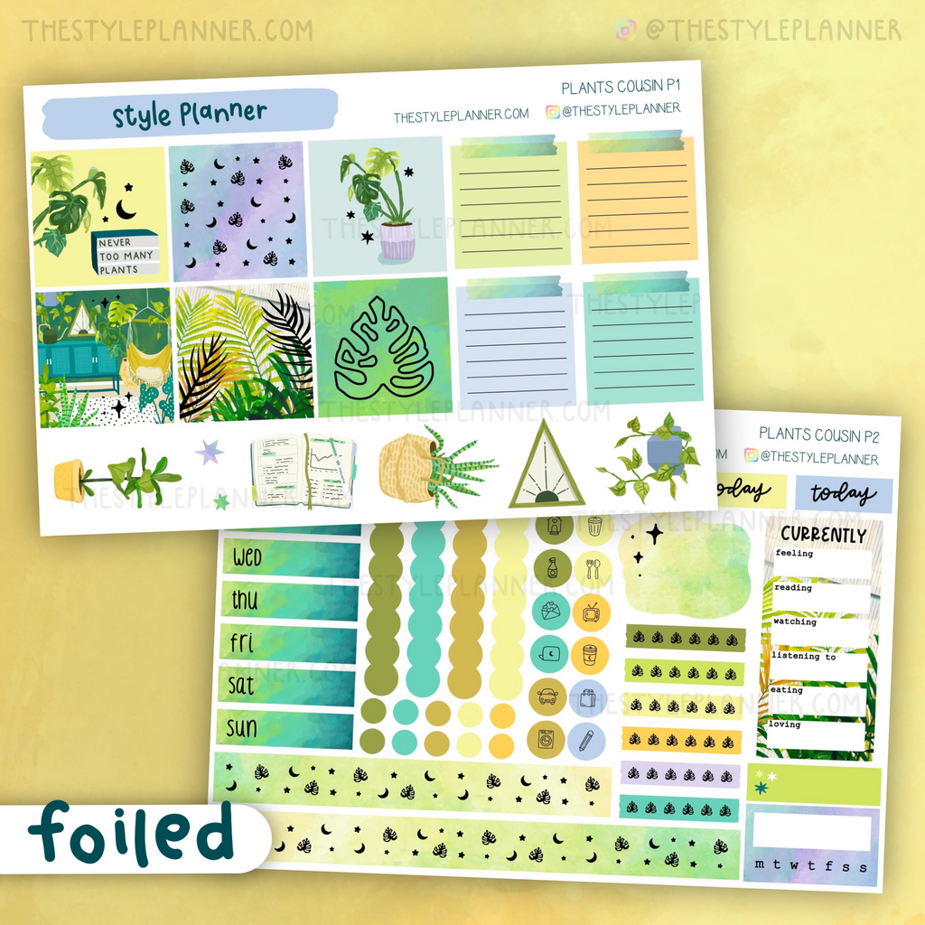 Plants Hobo Cousin Weekly Sticker Kit With Silver Foil