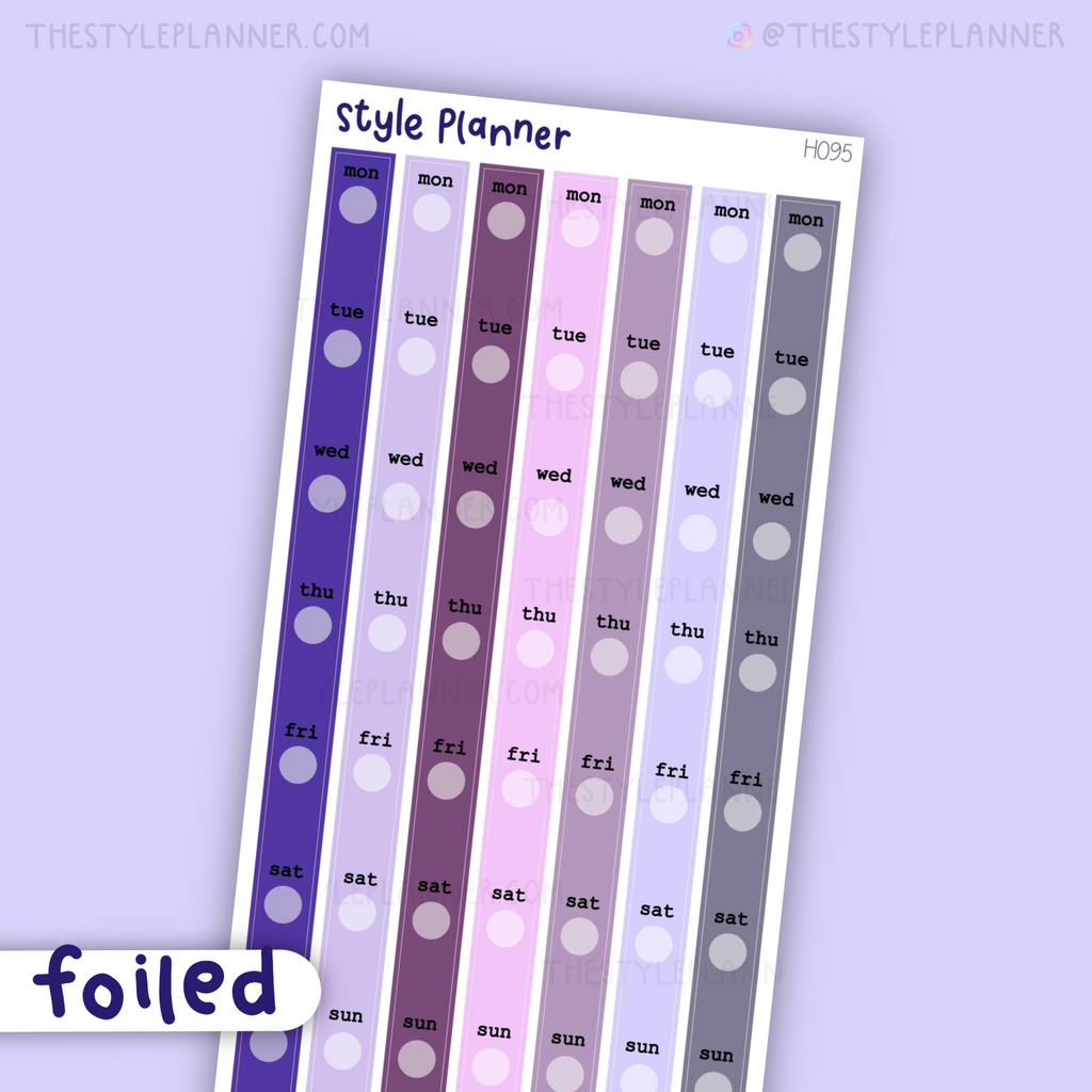 Hobo Weeks Date Cover Strips | Purples With Oil Slick Foil