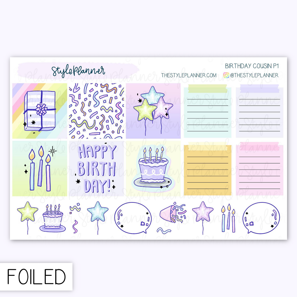 Birthday Hobo Cousin Sticker Kit With Holo Foil