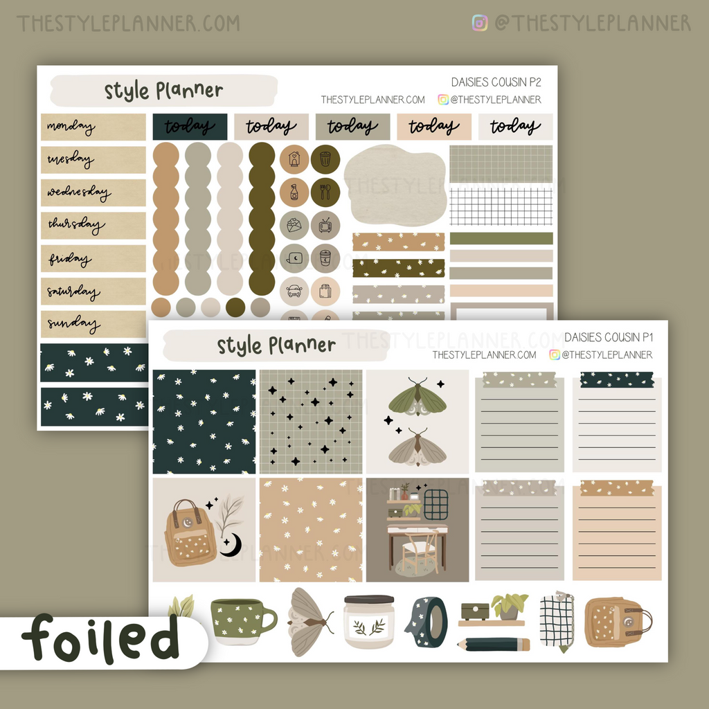 Daisies Hobo Cousin Sticker Kit With Gold Foil