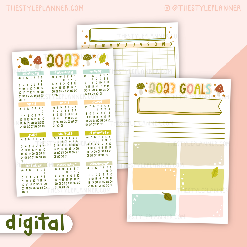 DIGITAL 2023 Overview Bujo Pages | Cottagecore