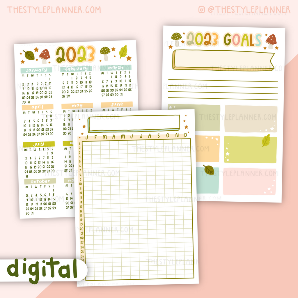 DIGITAL 2023 Overview Bujo Pages | Cottagecore