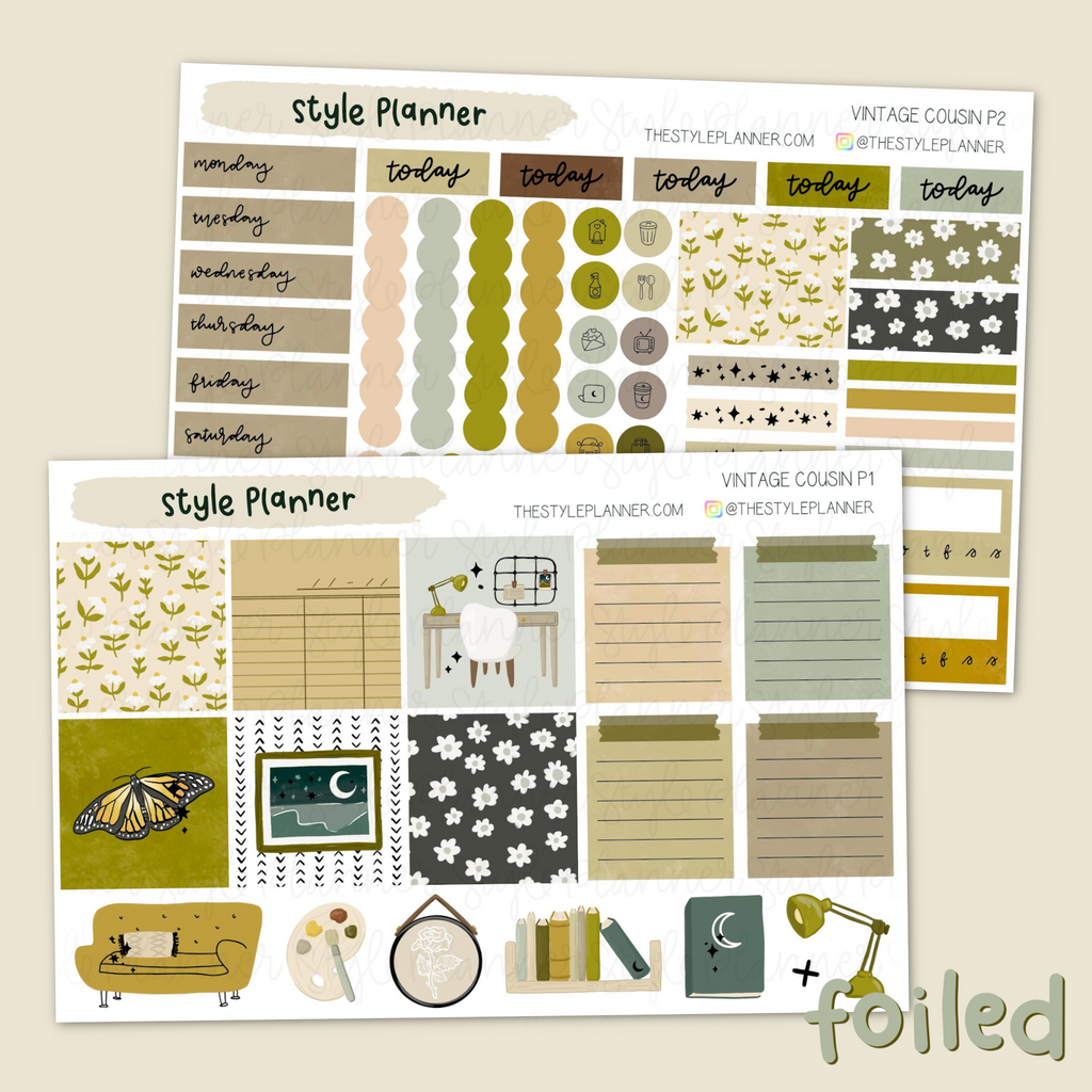 Vintage Soul Hobo Cousin Weekly Sticker Kit With Gold Foil